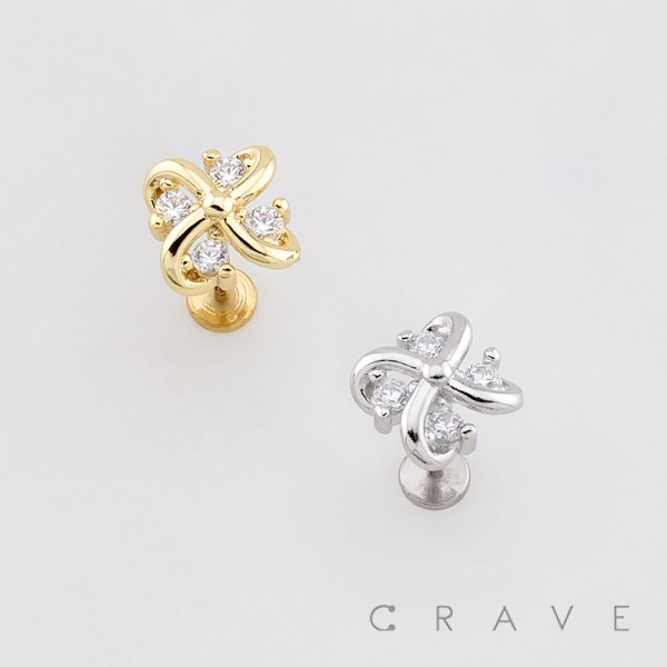CZ SWIRL FLOWER STUD 316L SURGICAL STEEL LABRET SET CZ SWIRL FLOWER STUD 316L SURGICAL STEEL LABRET SET